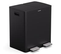 Klarstein EcoVista poubelle - Tri sélectif 40 L avec bac à compost amovible, fermeture douce, acier inoxydable, poubelle de cuisine