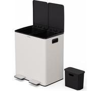 Klarstein EcoVista poubelle - Tri sélectif 40 L avec bac à compost amovible, fermeture douce, acier inoxydable, poubelle de cuisine