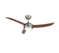 KLARSTEIN El Paso - Ventilateur de plafond 2 en 1: Ventilateur et plafonnier, Diamètre: 52 "(132 cm), 3 pales, débit d'air: 10 344 m³/h, 3 niveaux de vitesse - Walnuss