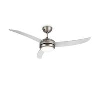 KLARSTEIN El Paso - Ventilateur de plafond 2 en 1: Ventilateur et plafonnier, Diamètre: 52 "(132 cm), 3 pales, débit d'air: 10 344 m³/h, 3 niveaux de vitesse - argent