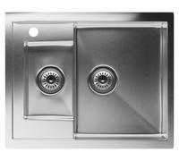 Klarstein Évier de cuisine inox – 1,5 bac avec kit d'installation, acier inox 304, résistant aux rayures & à la chaleur, facile à nettoyer, trop-plein inclus, 61x50 cm
