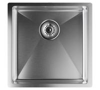 Klarstein évier de cuisine inox – 1 bac carré, acier inoxydable 304, résistant aux rayures & à la chaleur, facile à nettoyer, trop-plein & kit d'installation inclus, 45x45 cm