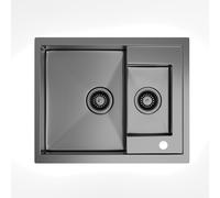 Klarstein évier multifonction – bacs 1,5 avec surface brossée,acier inoxydable,résistant aux rayures & à la chaleur, facile à nettoyer, trop-plein & kit d'installation inclus, 61x50 cm, gris métallisé