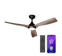 Klarstein Fiji Flow Smart 132 cm Ventilateur de plafond avec luminaire Noyer E