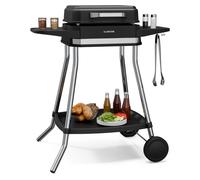Klarstein Gatsby Barbecue Électrique Sur Pied 3050 W - Intérieur & Extérieur, Concept EasyGrill Sans Fumée, Plaque Antiadhésive, Jusqu'à 240°C, Tables d'Appoint, Montage Rapide