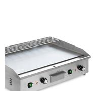 Klarstein Gril Électrique - Gril de Table avec Écran LED pour Balcon & Intérieur, Acier Inox, Plaque Antiadhésive Amovible, Protection Anti-Éclaboussures, 2 Zones, 50-300 °C