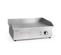 Klarstein Gril électrique professionnel en fonte : surface du gril 54,5x35 cm, 50-300 °C, 3000 W, avec pare-éclaboussures et bac à graisse, inox