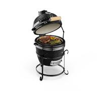 Klarstein Kamado Grill Barbecue en céramique (Slowcooking, grillades, thermomètre intégré, cuisson entre 50° et 425°C, faible consommation de charbon) - noir