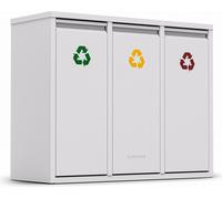 Klarstein Ordnungshüter 3 Poubelle de tri sélectif - Poubelle de cuisine 45 L avec 3 bacs amovibles, acier inoxydable, code couleur, poubelle murale