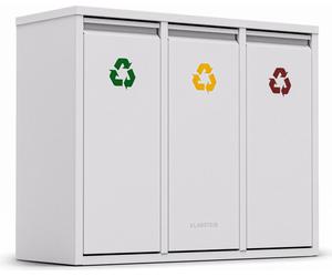 Klarstein Ordnungshüter 3 Poubelle de tri sélectif - Poubelle de cuisine 45 L avec 3 bacs amovibles, acier inoxydable, code couleur, poubelle murale