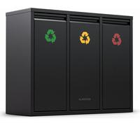 Klarstein Ordnungshüter 3 Poubelle - Tri sélectif 45 L avec 3 bacs de 15 L, acier inoxydable, poubelle de cuisine, poubelle murale