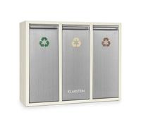 Klarstein Poubelle triple écologique tri sélectif et recyclage 45 L (3x15 L) Beige