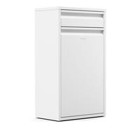 Klarstein Poubelle Cuisine 50 L - Acier Inoxydable avec Tiroir de Rangement, Porte Frontale, Fixation Murale Incluse, Blanc