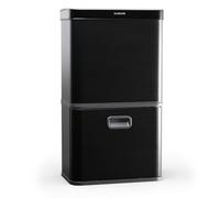 Klarstein poubelle à capteur sans fil 56 L - Poubelle de tri sélectif avec capteur de mouvement, 3 compartiments, Soft-Close, acier inoxydable, noir mat