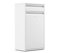 Klarstein Poubelle Cuisine 50 L - Acier Inoxydable avec Tiroir de Rangement, Porte Frontale, Fixation Murale Incluse, Blanc