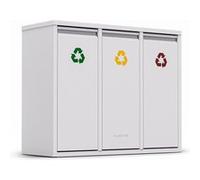 Klarstein Ordnungshüter 3 Poubelle de tri sélectif - Poubelle de cuisine 45 L avec 3 bacs amovibles, acier inoxydable, code couleur, poubelle murale