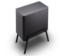 Klarstein Poubelle Yuma 40 L – 3 bacs 28/12/4 L, bac à compost, filtre à charbon, inox, noire