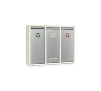 Klarstein Poubelle écologique triple pour tri sélectif & recyclage en cuisine ou au bureau - 45L au total (3x 15L) beige