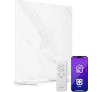 Klarstein Radiateur Infrarouge 420W – Panneau Chauffant Silencieux, Thermostat, WiFi, Télécommande, Montage Mural ou Autonome, Sécurité Enfant, IP43, Marbre, 8m², Blanc
