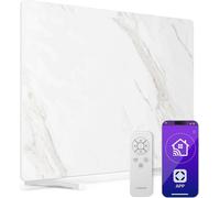 Klarstein Radiateur Infrarouge 600W – Panneau Chauffant Marbre, Thermostat, WiFi, Télécommande, Montage Mural ou Autonome, Sécurité Enfant, IP43, Chauffage Infrarouge Pièce 12m², Blanc