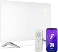 Klarstein Radiateur Infrarouge 720W – Panneau Chauffant Verre, Murale ou Autonome, Thermostat, WiFi, Télécommande, Sécurité Enfant, IP43, Chauffage Infrarouge 14m², Blanc