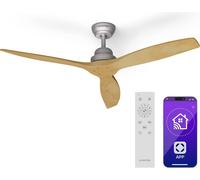 Klarstein Santa Elena Ventilateur de Plafond - 132 cm, Silencieux, 6 Vitesses, Télécommande & Appli, Bois, Été & Hiver, 10260m³/h, Installation Facile, Érable