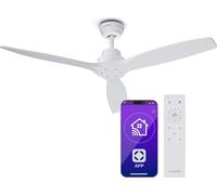Klarstein Santa Elena Ventilateur de Plafond - 132 cm, Silencieux, 6 Vitesses, Télécommande & Appli, Bois, Été & Hiver, 10260m³/h, Installation Facile, Blanc
