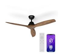 KLARSTEIN Santa Elena Ventilateur de Plafond - 132 cm, Silencieux, 6 Vitesses, Télécommande & Appli, Bois, Été & Hiver, 10260m³/h, Installation Facile, Noyer