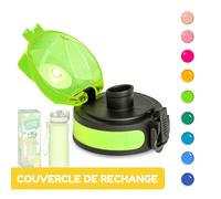schmatzfatz Bouchon de Remplacement pour Gourde Sport, Couvercle d'Ouverture pour Bouteille d'Eau, Gourdes Adulte, Homme, Femme et Enfant, Gourde Sans BPA, Water Bottle Etanche, Anti Fuite, Vert