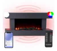 Klarstein Decorative Cheminee Electrique Effet Flamme, Chauffante de 2000W, Télécommande et Minuterie, Fausse Chauffage Cheminée LED Murale a Poser, en Bois, Noir