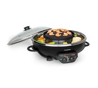 KLARSTEIN Szechuan - Hot pot Chinois, Hot pot fusing, Grill de 22 cm de diamètre, Revêtement anti adhésif, 600 watts, Nettoyage rapide - Noir