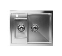 Klarstein TitanSteel Evier de cuisine| 61 x 50 cm | 2 bacs | inoxydable | résistant à la chaleur