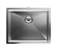 Klarstein évier de cuisine inox - 1 bac carré, acier inoxydable 304, résistant aux rayures & à la chaleur, facile à nettoyer, avec trop-plein & kit d'installation, 45x55 cm