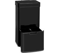 Klarstein Touchless - Black Stainless Steel, poubelle à capteur, 72 L de volume dans 4 récipients : 43 & 2 x 12,5 L,seau avec couvercle : 4 litres, ouverture et fermeture automatique