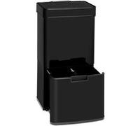 Klarstein Touchless - Black Stainless Steel, poubelle à capteur, 72 L de volume dans 4 récipients : 43 & 2 x 12,5 L,seau avec couvercle : 4 litres, ouverture et fermeture automatique