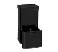 KLARSTEIN Touchless - Poubelle en acier inoxydable, capteur, capacité 72 litres, 4 bacs : 43 & 2 x 12,5 litres, ouverture et fermeture automatique - noir