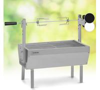 Klarstein Tourne Broche Electrique 2 en 1, Mechoui, Rotisserie et Gril de Barbecue, Broche Cochon de Lait, Tourne Broche Barbecue avec 2 Broches, Rotissoire, Mini Bbq Grill Barbecue Inox sur Roues