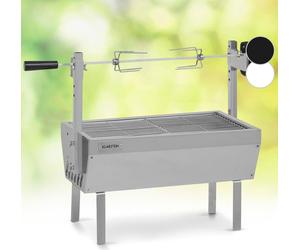 Klarstein Tourne Broche Electrique 2 en 1, Mechoui, Rotisserie et Gril de Barbecue, Broche Cochon de Lait, Tourne Broche Barbecue avec 2 Broches, Rotissoire, Mini Bbq Grill Barbecue Inox sur Roues