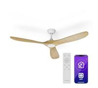 KLARSTEIN Ventilateur Plafond Bois Silencieux avec Télécommande, Ventilateur Plafond Smart 152 cm, 6 Vitesses, Fonction Été/Hiver, IoT Connecté, Économe en Énergie, Pour Pièces Jusqu'à 30 m², Érable