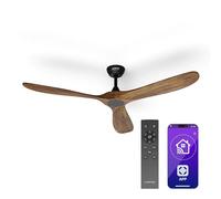 KLARSTEIN Ventilateur Plafond Bois Silencieux avec Télécommande, Ventilateur Plafond Smart 152 cm, 6 Vitesses, Fonction Été/Hiver, IoT Connecté, Économe en Énergie, Pour Pièces Jusqu'à 30 m², Noyer