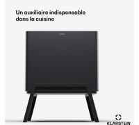 Klarstein Yuma Poubelle - 40 L, avec bac à compost et filtre à odeurs, couvercle à bouton, filtre à charbon actif, corps en acier inoxydable, poubelle de cuisine, 3 bacs, 28 L/12 L/4 L, noire