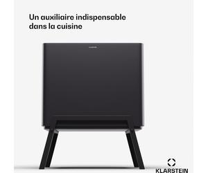 Klarstein Yuma Poubelle - 40 L, avec bac à compost et filtre à odeurs, couvercle à bouton, filtre à charbon actif, corps en acier inoxydable, poubelle de cuisine, 3 bacs, 28 L/12 L/4 L, noire