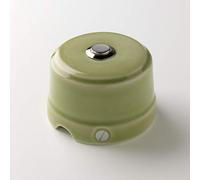 Klartext BELLE ÉPOQUE Bouton poussoir vintage avec câble textile en porcelaine artisanale Vert brillant 48 V