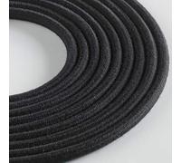Klartext - Câble textile rond LUMIÈRE pour éclairage, 3 x 0,75 mm, coton noir, 3 m. Attention : câble de terre inclus. Sécurité maximale anti-chocs!
