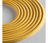 Klartext - Câble textile rond LUMIÈRE pour éclairage, 3 x 0,75 mm, jaune, 3 m. Attention : câble de terre inclus. Sécurité maximale anti-chocs!