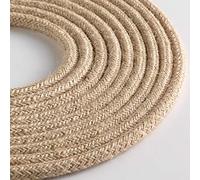 Klartext - Câble textile rond LUMIÈRE pour éclairage, 3 x 0,75 mm, jute naturelle, 3 m. Attention : câble de terre inclus. Sécurité maximale anti-chocs!
