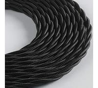 Klartext - Câble textile tressé BELLE ÉPOQUE pour installation électrique vintage, 3 x 1 mm, noir, 5 m
