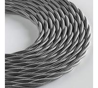 Klartext - Câble textile tressé LUMIÈRE pour éclairage, 3 x 0,75 mm, gris fer, 10 m. Attention : câble terre inclus ! Sécurité maximale contre les chocs.