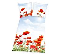 Klaus Herding GmbH Parure de lit 2 pièces Dessus de lit Motif coquelicots 155 x 220 cm