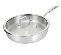 KLAUS Sauteuse en Inox 24 cm avec covercle - haute qualité Poignée Antichaleur | Triple Épaisseur| Compatible Induction, Gaz, Électrique Chauffe Rapide et Durable